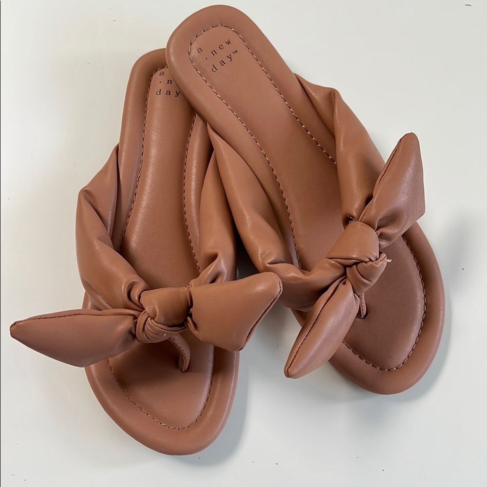 A New Day Tan Bow Detail Sandals